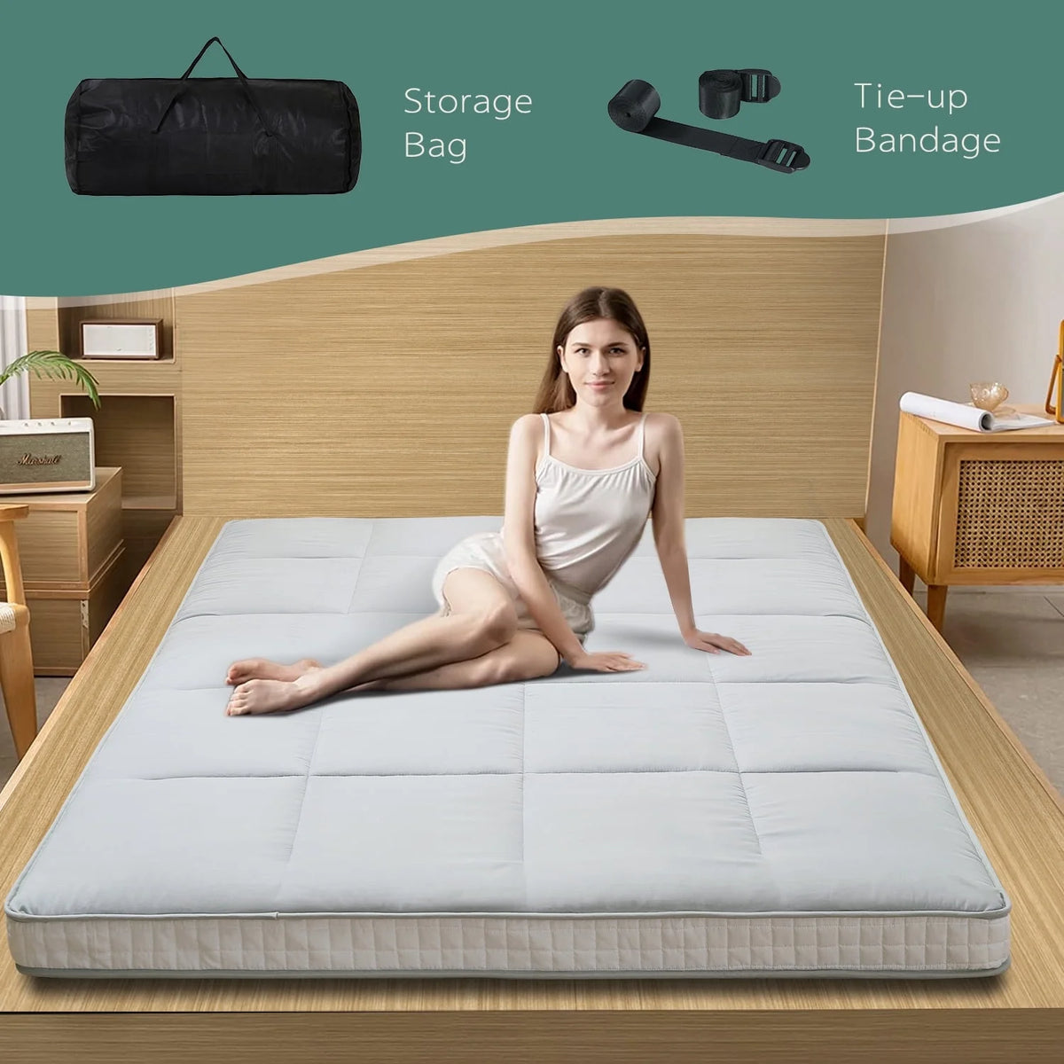 Reversible Sherpa Fleece Foam Floor Mattress K521051