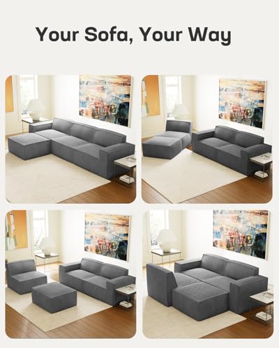 Oversized Deep U Shaped Modular Corduroy Sectional Sofa with Ottoman C497