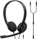 Wired On-Ear Headset with Microphone, 3.5mm Jack, Pack of 2 W10945