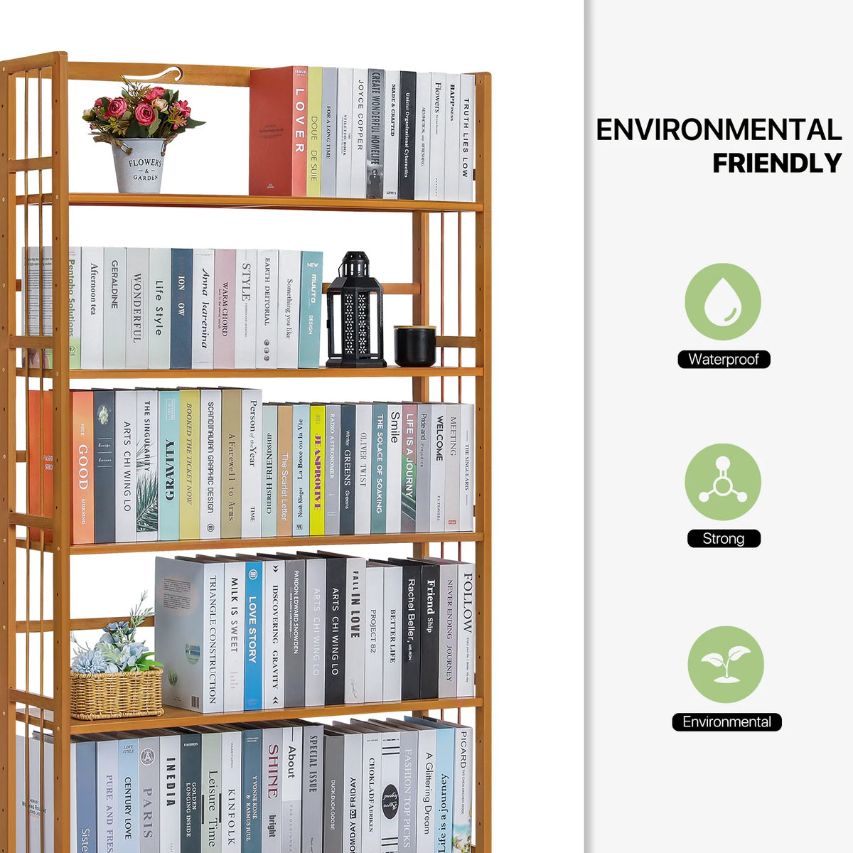 Bamboo 5 Shelves Adjustable Bookcase M79304
