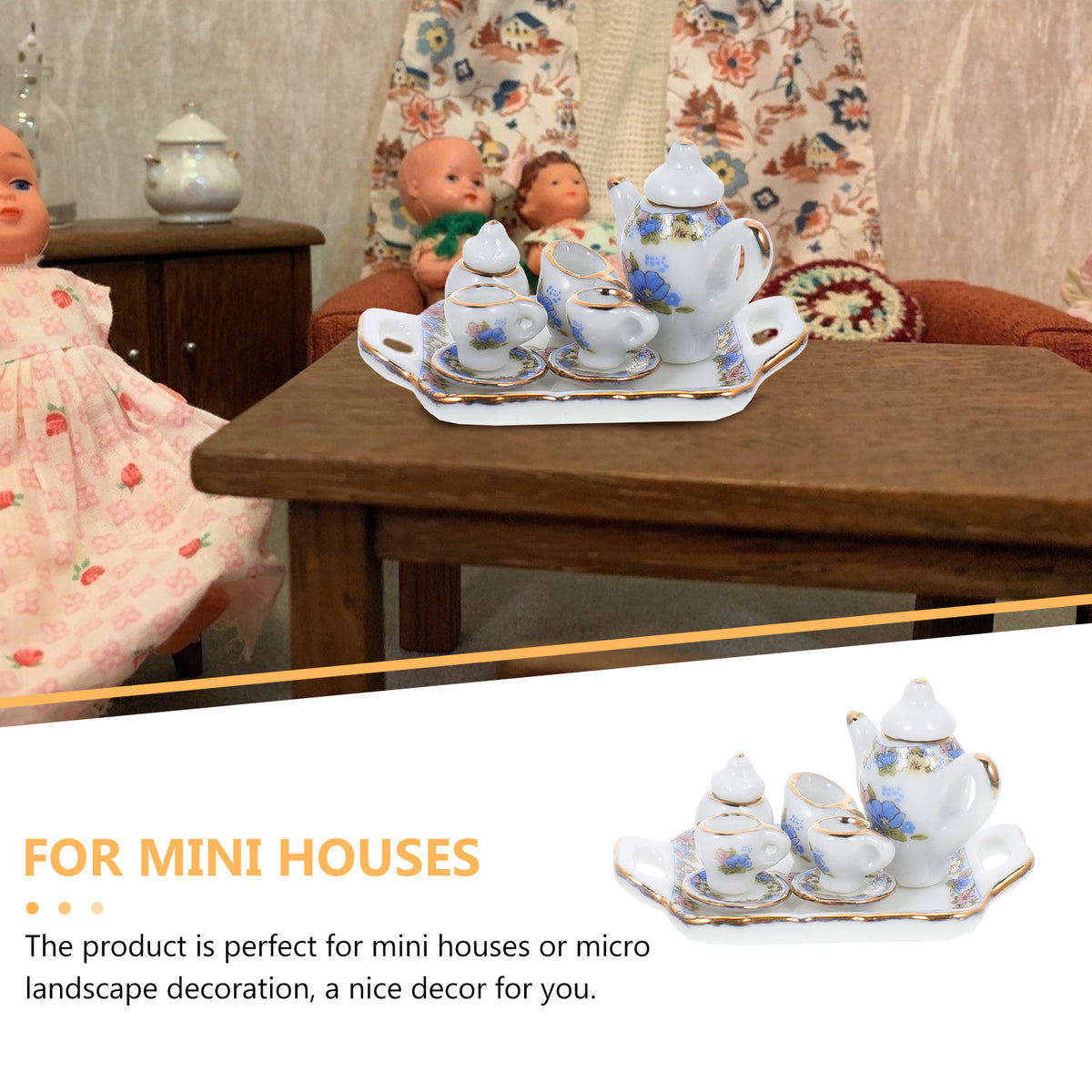 5 Sets Doll House Tea Kitchen Food Accessories Mini Decorative Props Toy Ceramics T882230