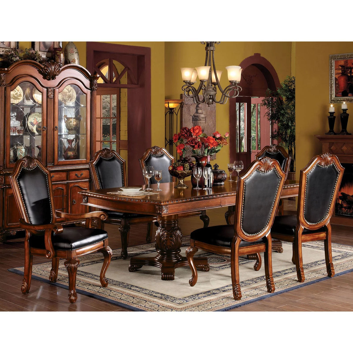 Black PU Cushion Arm Chair Set of 2 S478