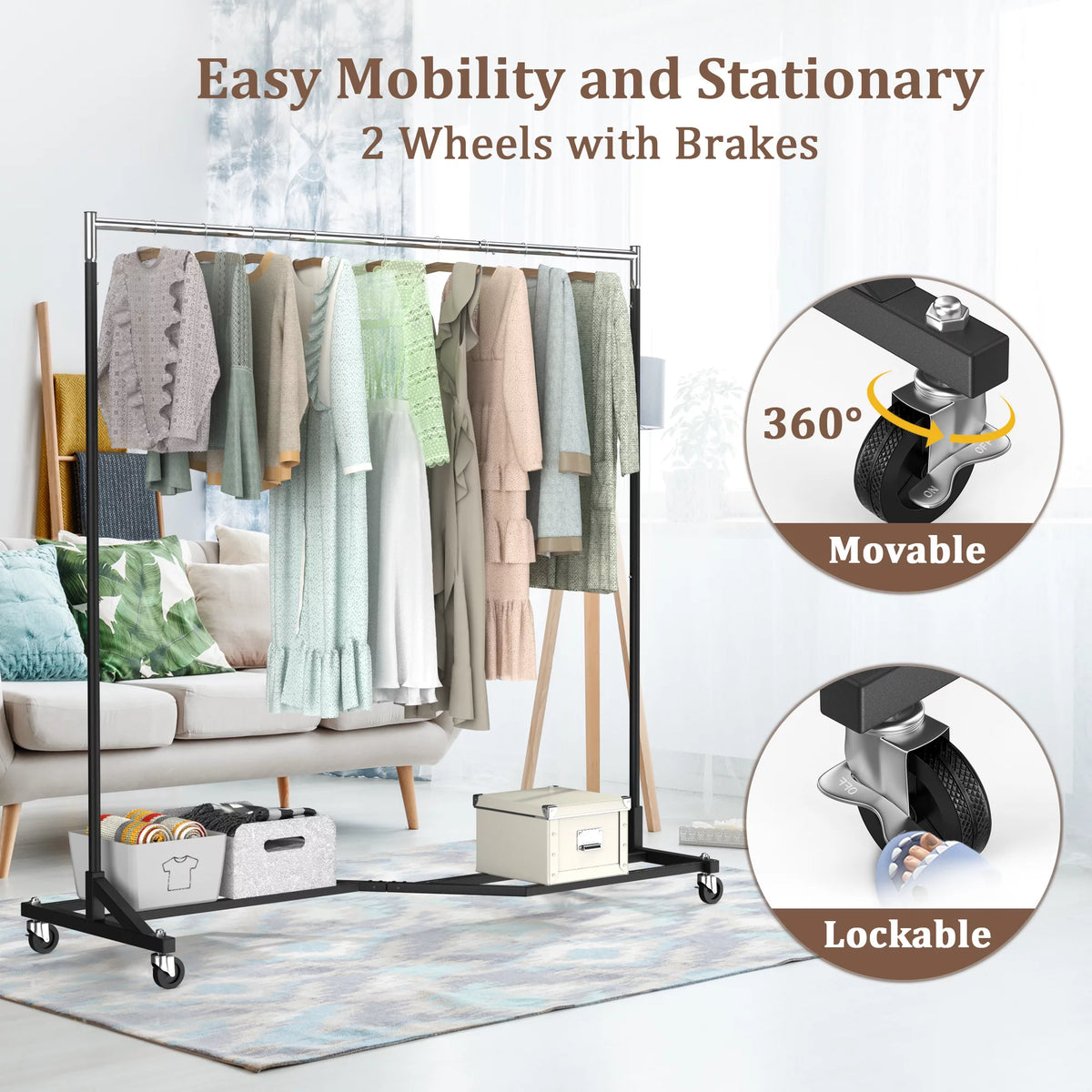 400 lbs Heavy Duty Rolling Garment Rack with Wheels W33245