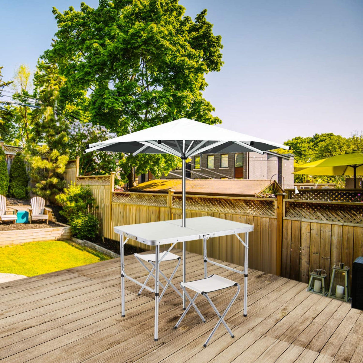 2-Person Folding Aluminum Picnic Table with 2 Stools A215547