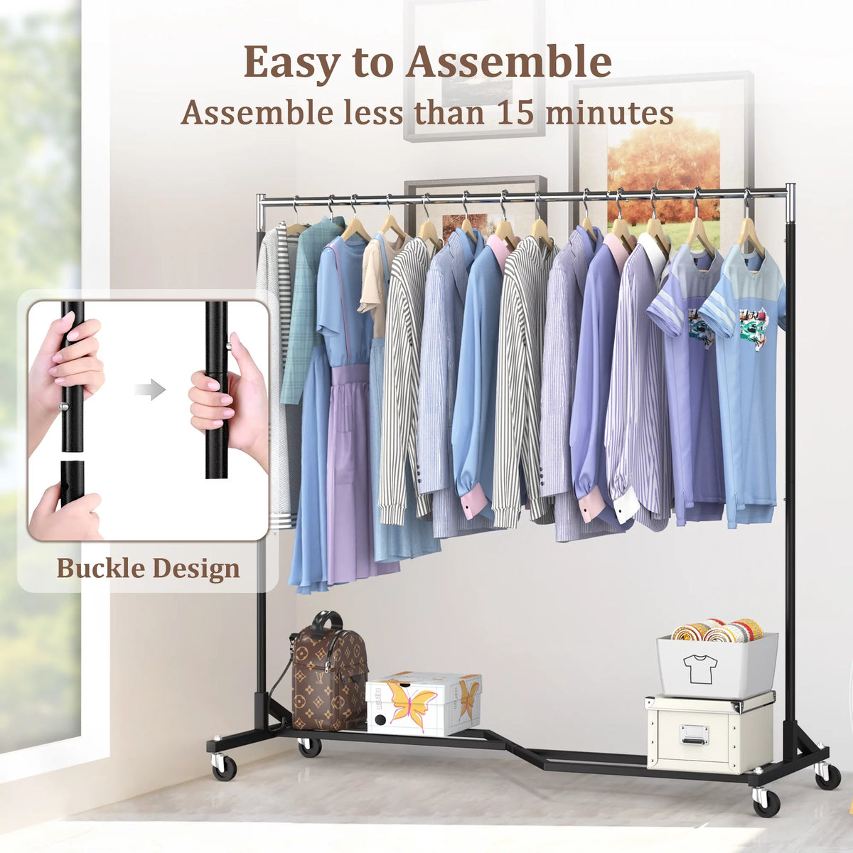 400 lbs Heavy Duty Rolling Garment Rack with Wheels W33245