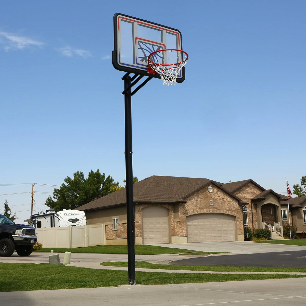 Adjustable Inground Basketball Hoop 44 inch Polycarbonate P373