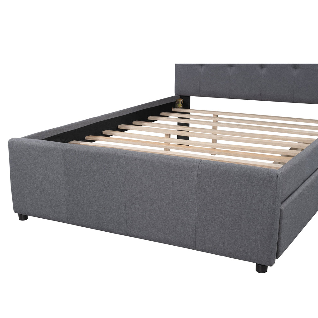Full Size Upholstered Platform Bed with Two Storage Drawers H5384