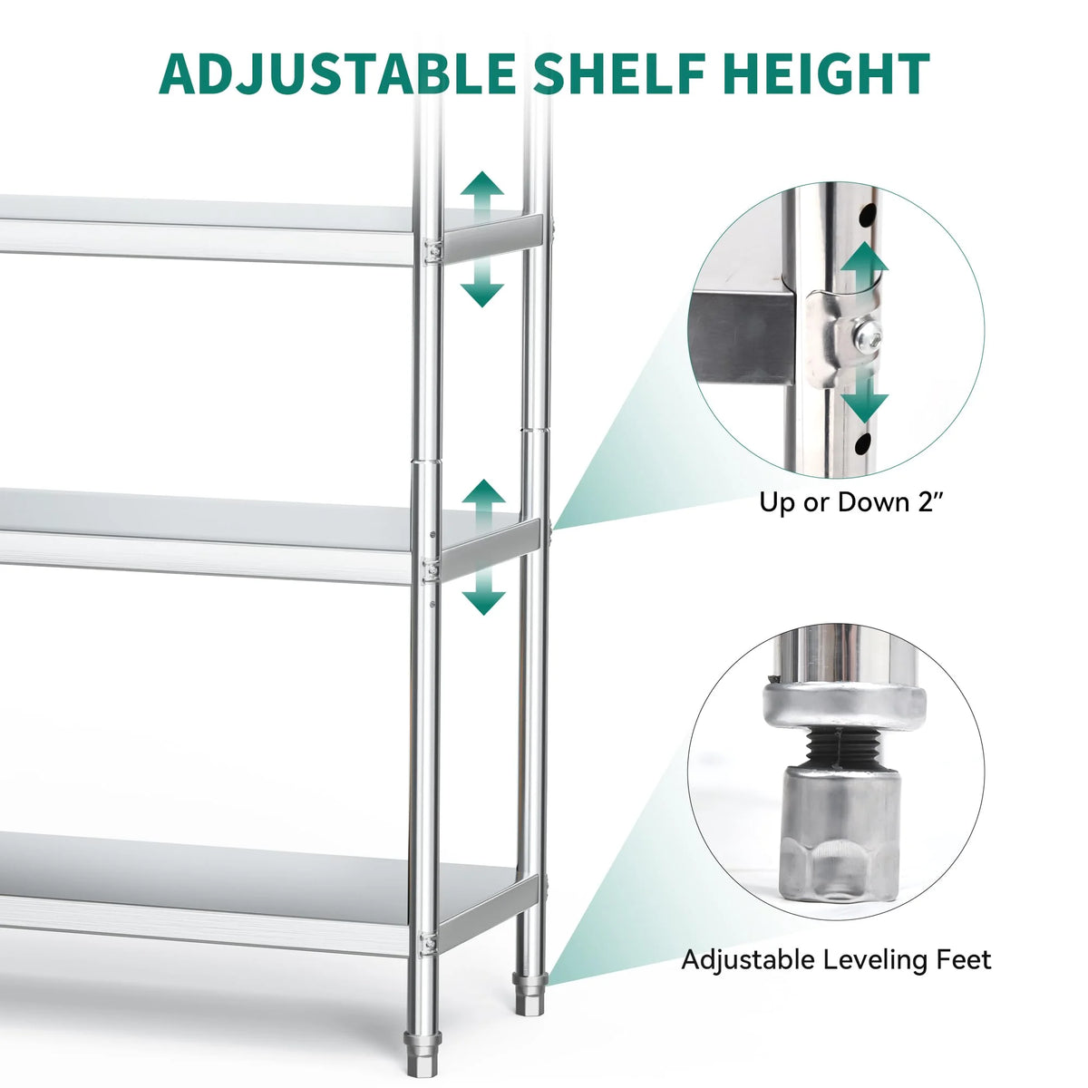 48"*18"*72" 5 Tier Stainless Steel Storage Shelf E6534
