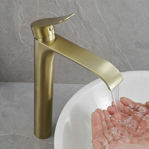 Brushed Nickel Single Handle Waterfall Vessel Sink Faucet T2804