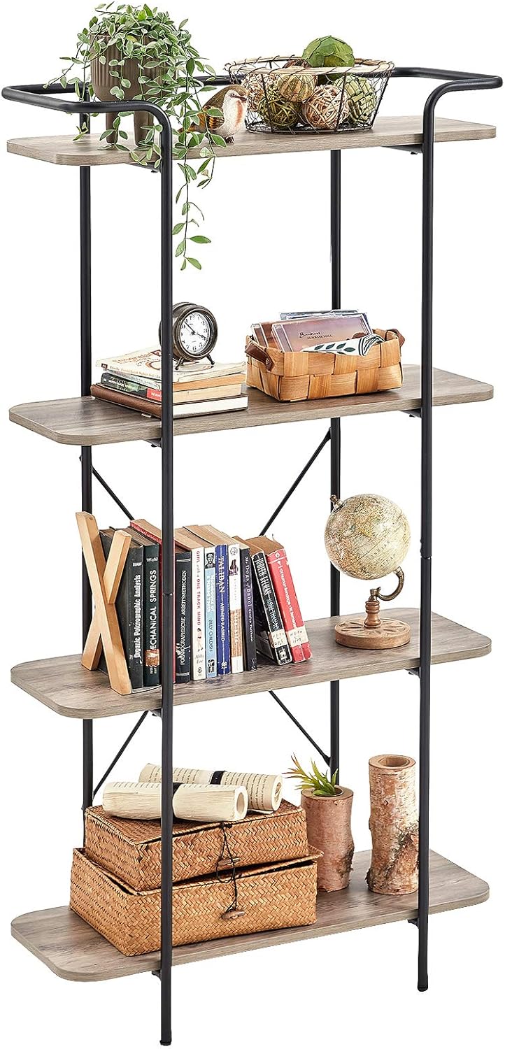 4-Tiers Rustic Oak Ladder Bookcase T3495