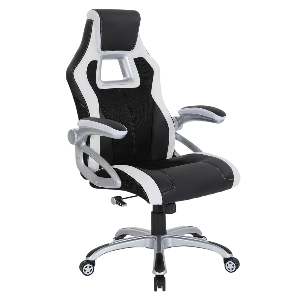 Black Chair with White Trim and Silver Base M8238