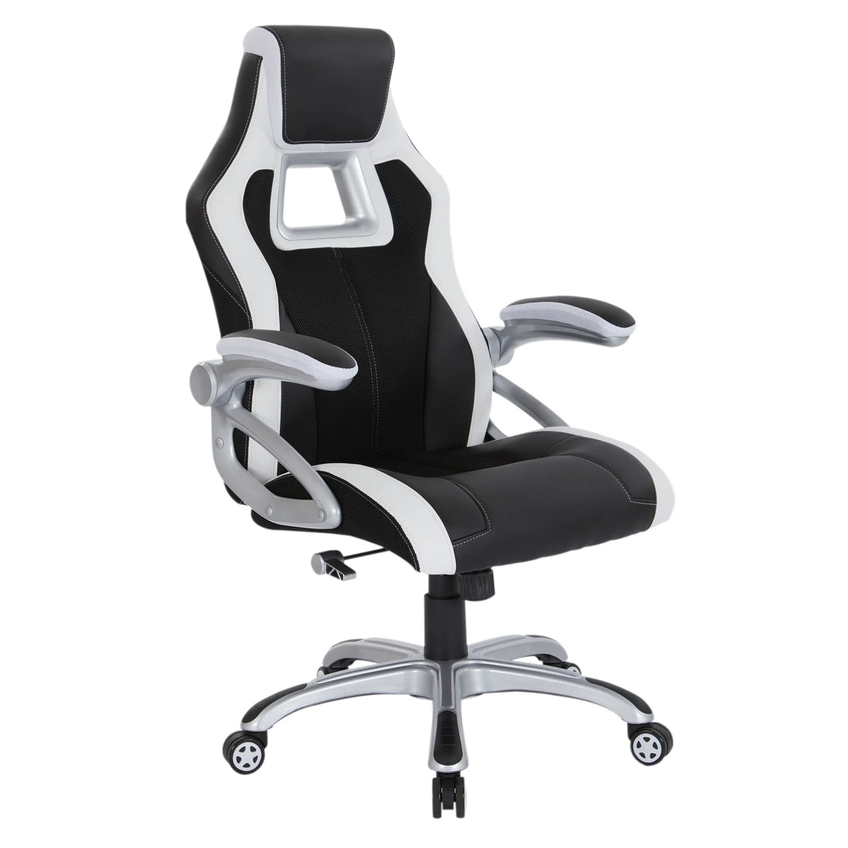 Black Chair with White Trim and Silver Base M8238