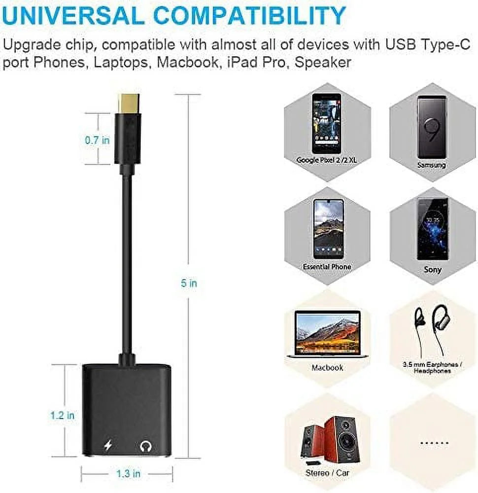 USB C to 3.5mm Headphone Adapter Dongle E558