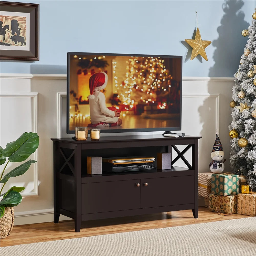 Espresso TV Stand with Storage and 2 Doors N54656