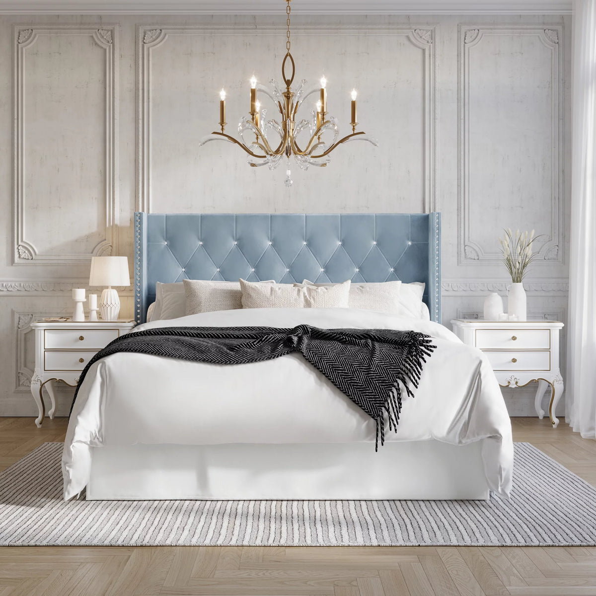 Black Velvet Upholstered Bed Z302