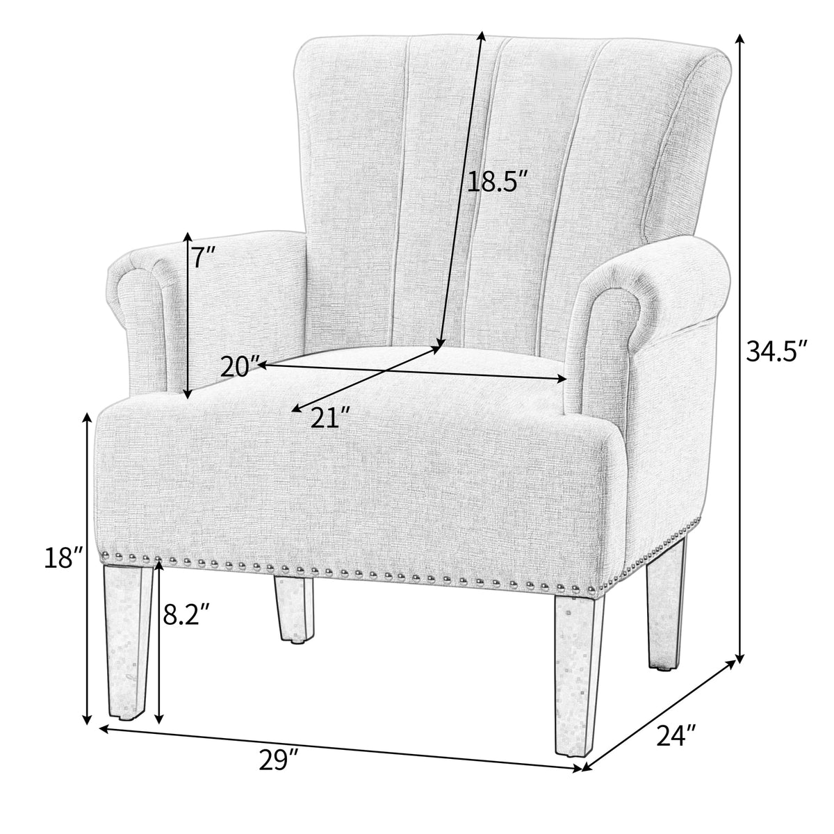 Navy Blue Tufted Polyester Armchair F399