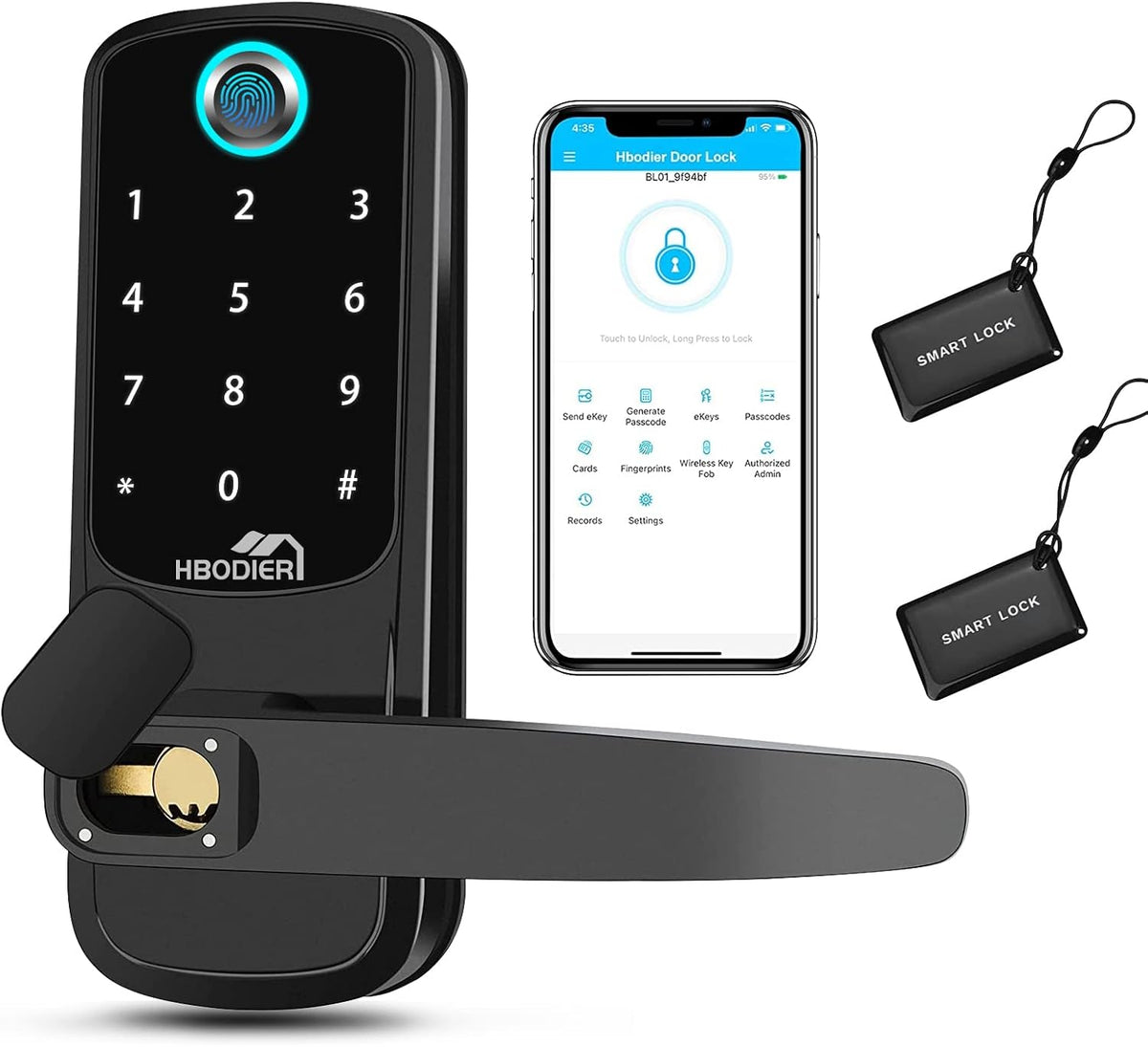 Keyless Entry Smart Door Lock with Keypad, Black S4583