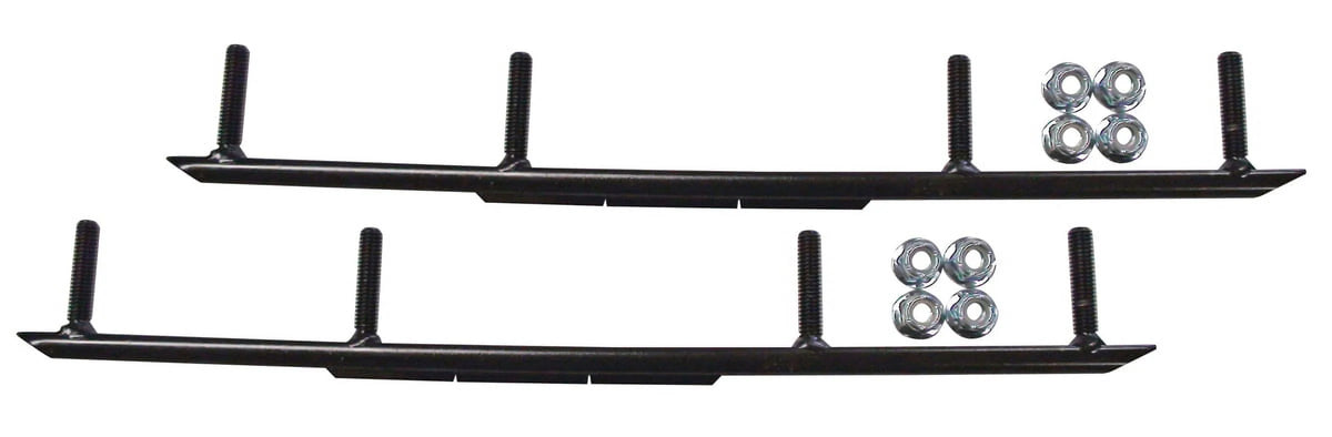 White Snowmobile Skis with 4" Round Bars Complete Kit T422432
