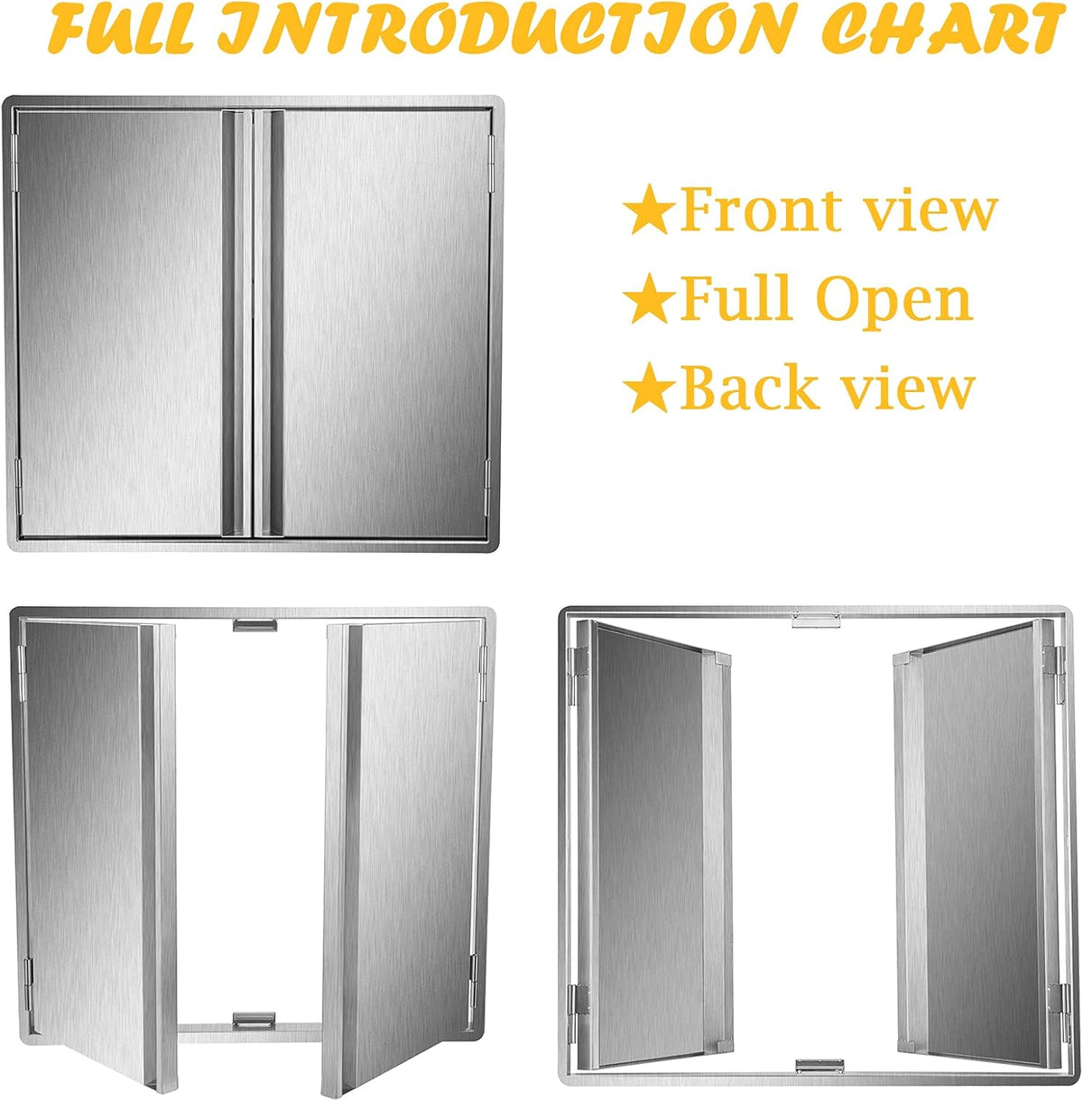 29.5W x 22H Inch Stainless Steel Outdoor Kitchen Doors W56110