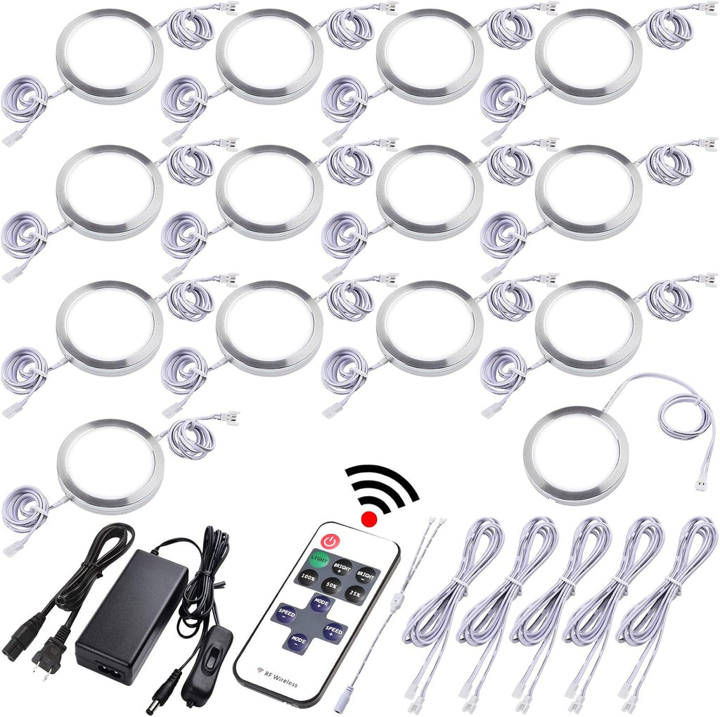 12 Lights Dimmable Wireless RF LED Under Cabinet Lighting Kit with AC120V to DC12V Adapter H380