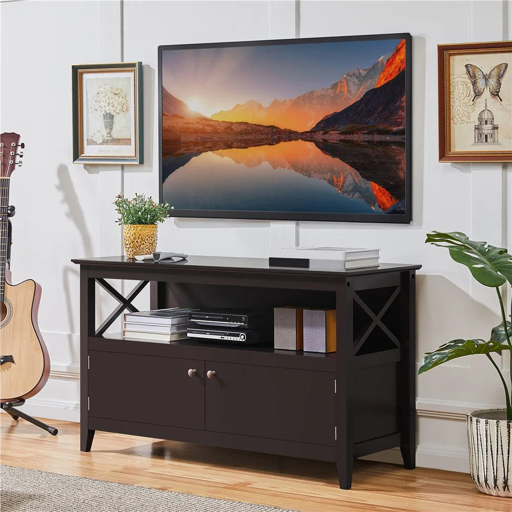 Espresso TV Stand with Storage and 2 Doors N54656