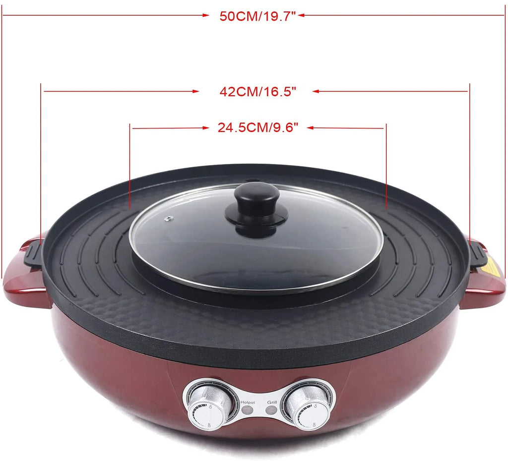 2 in 1 Electric Smokeless BBQ Grill and Hot Pot, 3.6L 2200W C1251