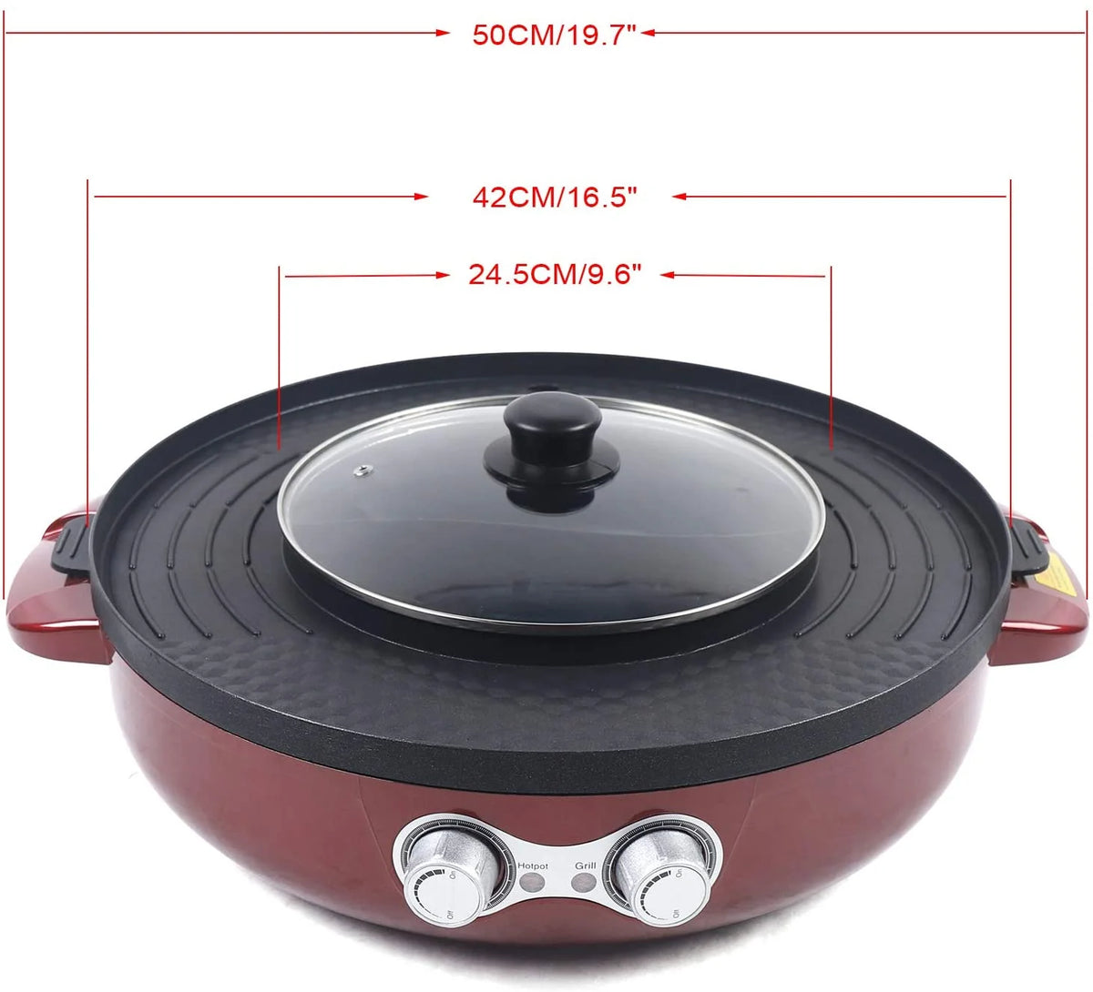 2 in 1 Electric Smokeless BBQ Grill and Hot Pot, 3.6L 2200W C1251