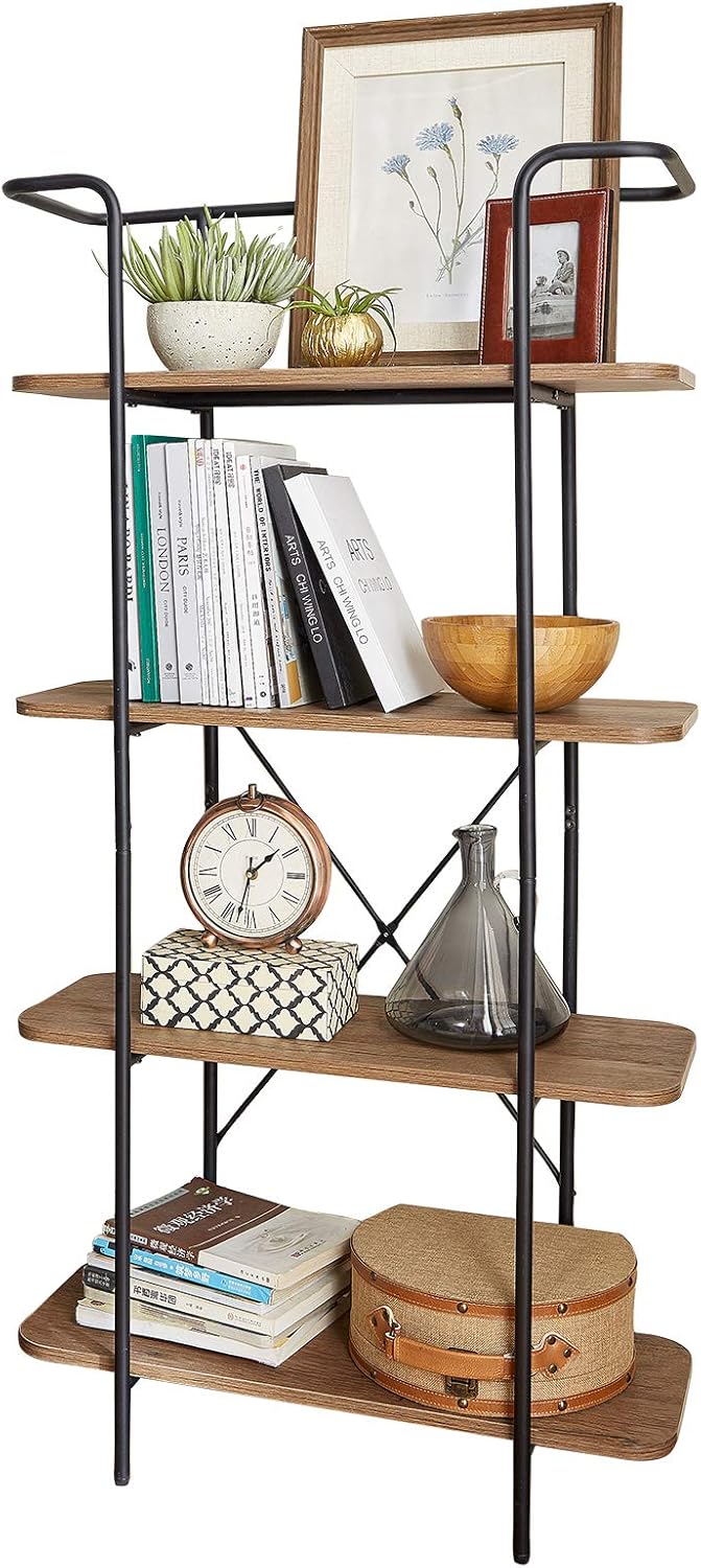 4-Tiers Rustic Oak Ladder Bookcase T3495