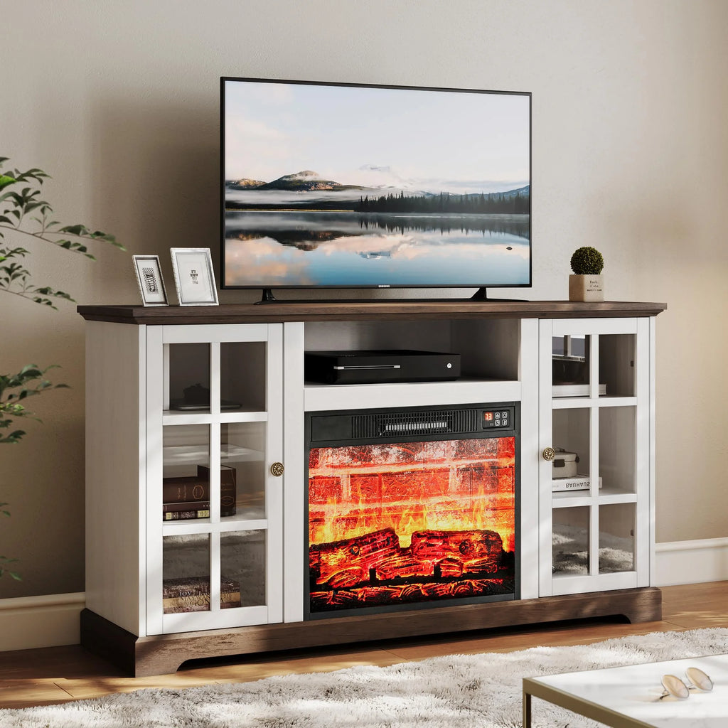 White Fireplace TV Stand D678