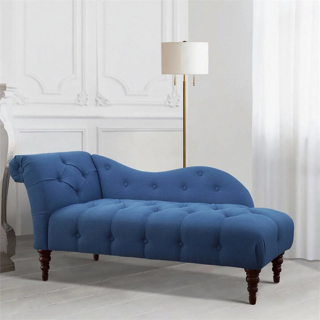 Blue 66" Textured Fabric Chaise C4722