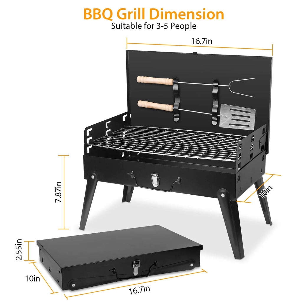 Portable Charcoal BBQ Grill with Toolbox N3637