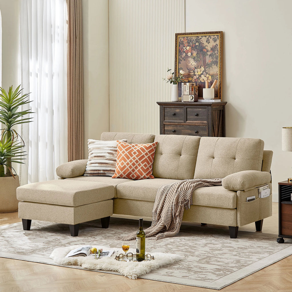 Modern Fabric L-Shaped Sectional Sofa with Chaise M90593
