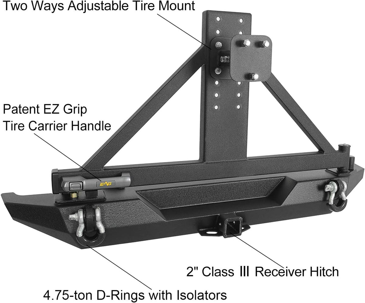 Black Rear Bumper with Tire Carrier D282886