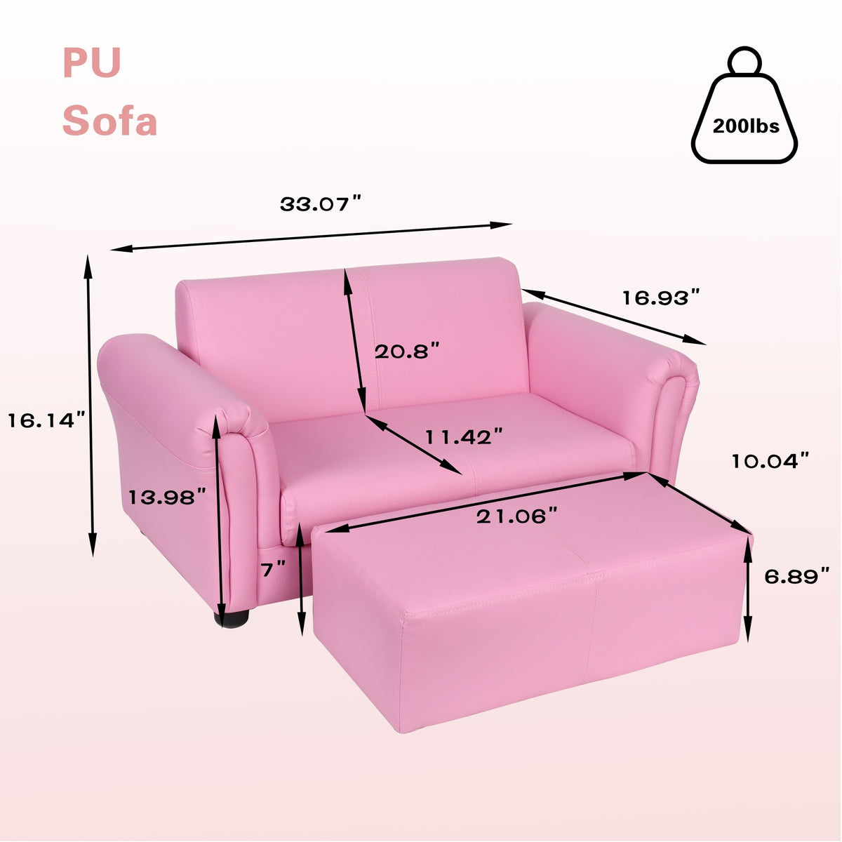Pink Kids PU Sofa D689756