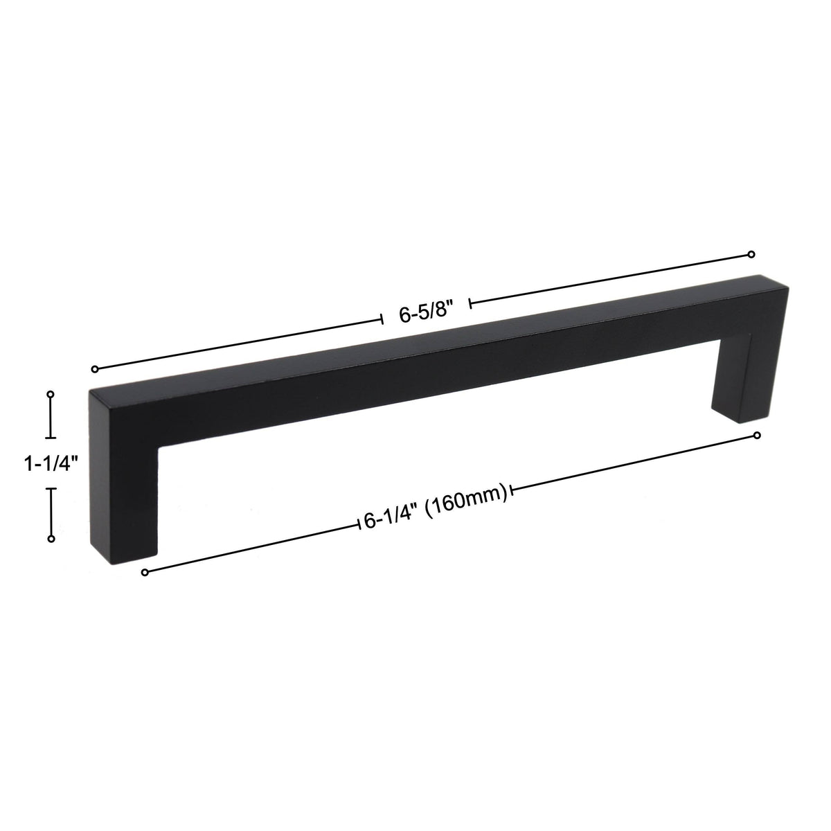 25-Pack 6-1/4-Inch Center Solid Square Bar Pull Black G7440