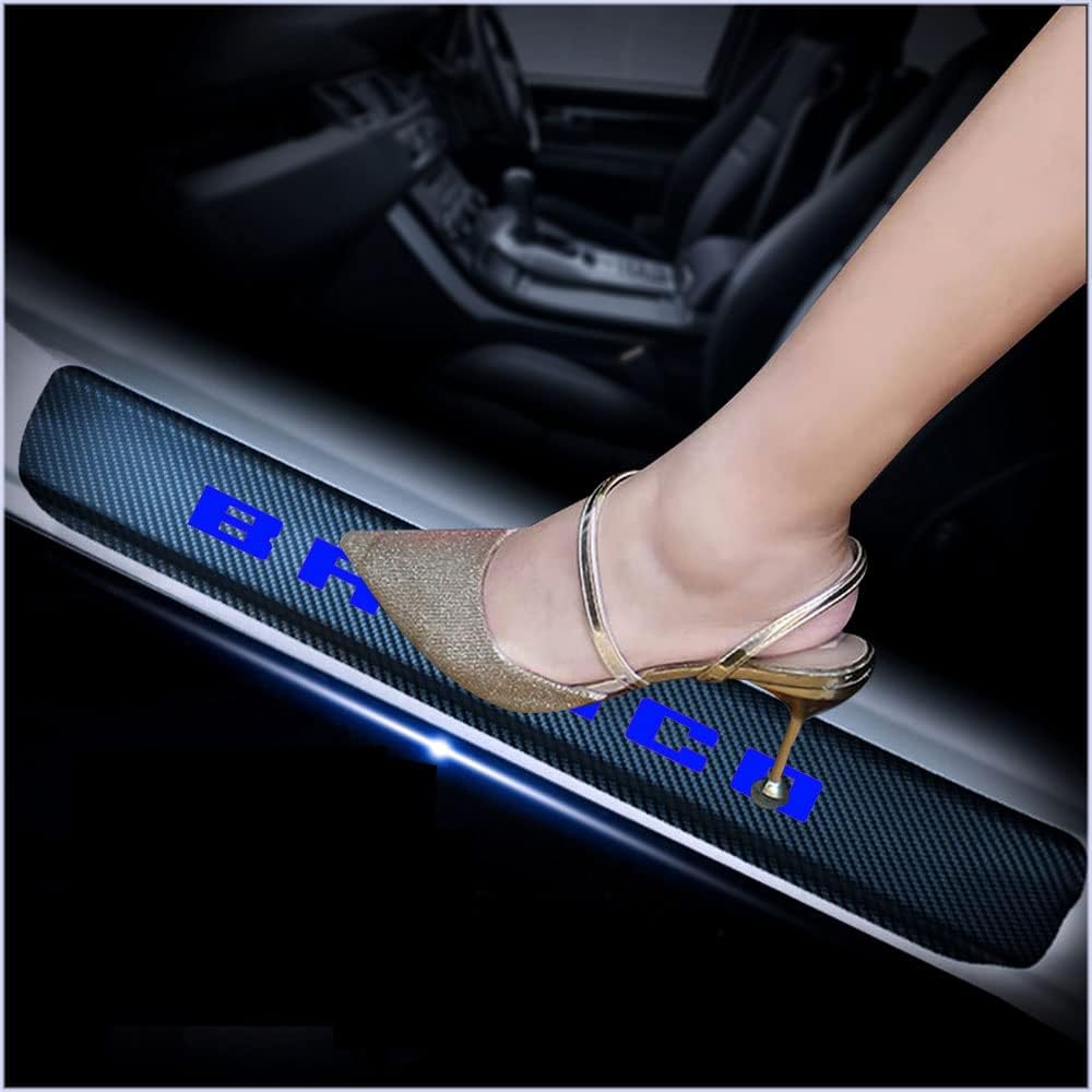 4Pcs Carbon Fiber Car Door Sill Scuff Plate Cover Pink I972432