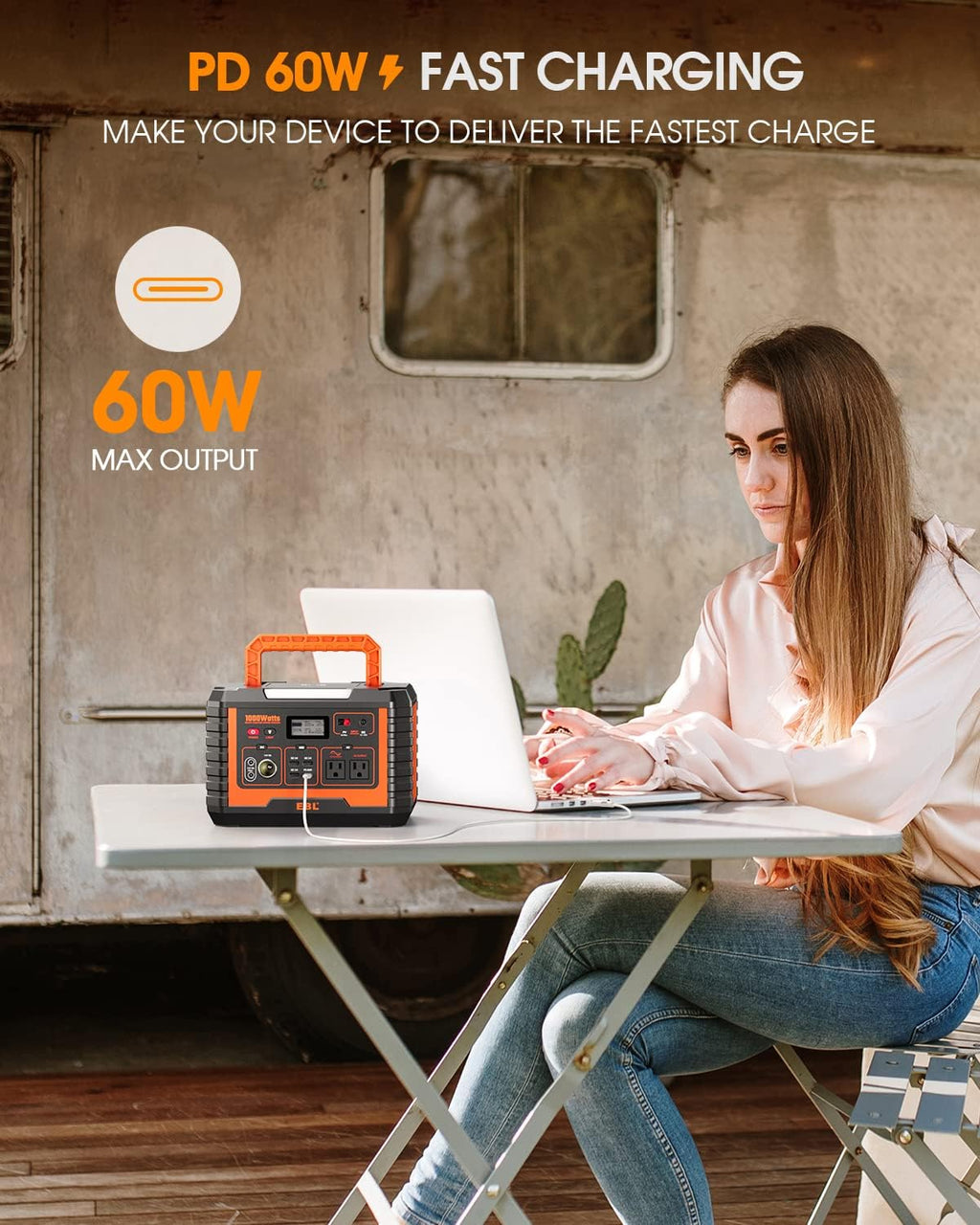 1000W Solar Generator with 200W Portable Solar Panel Power Station Backup Battery Pack E939804