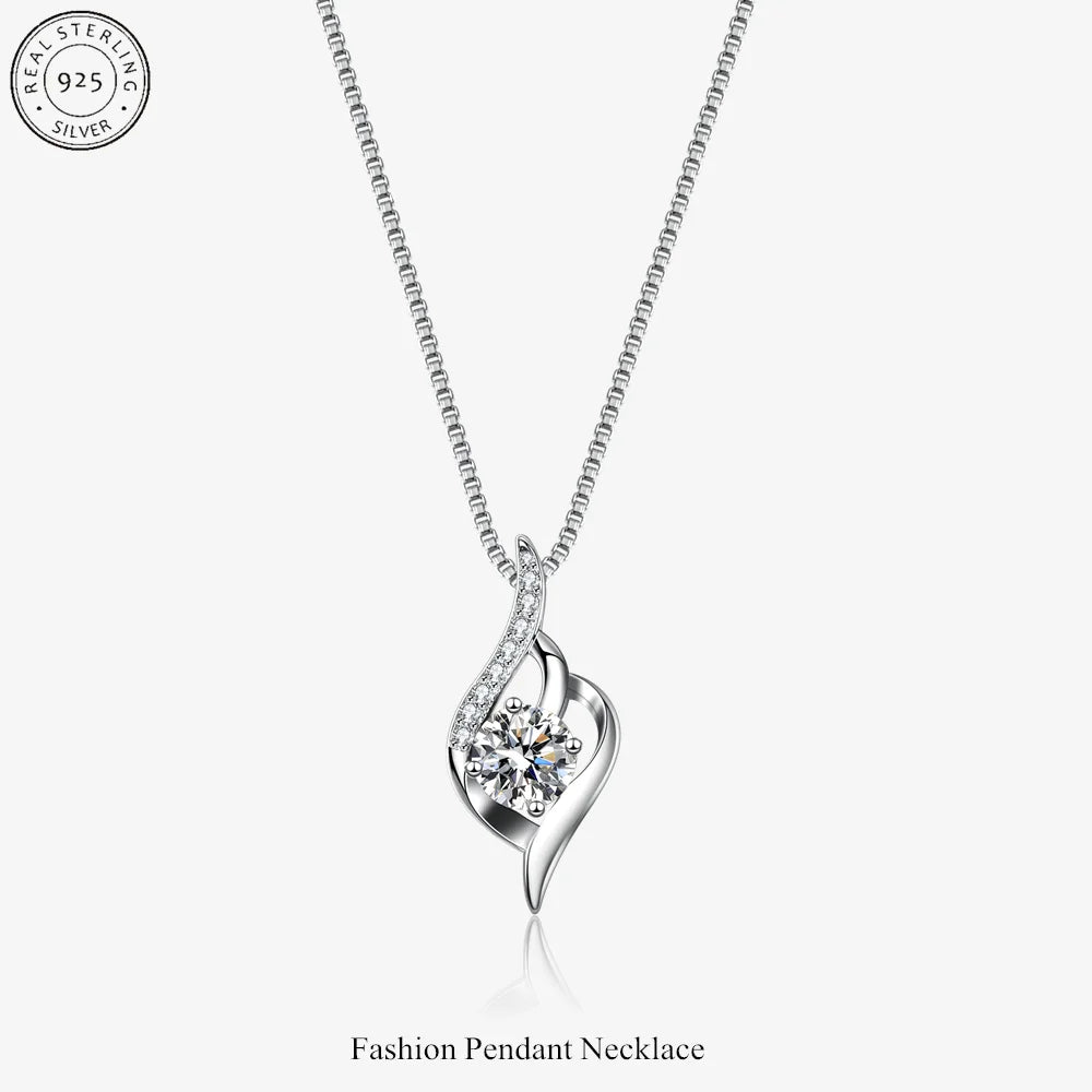 Moissanite Solitaire Necklace S925 Sterling Silver 1CT U990832