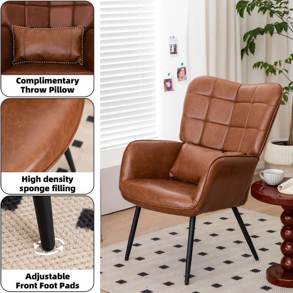 Bonded Leather High Back Accent Chair with Metal Legs J353