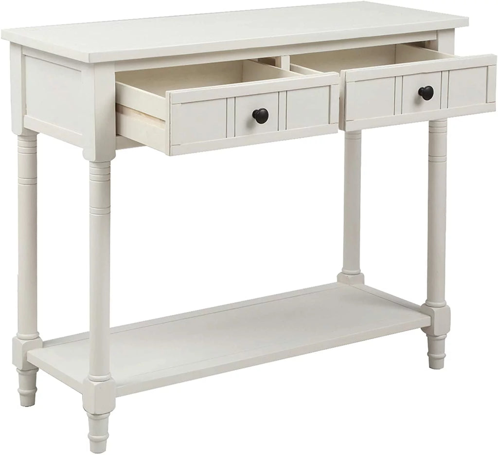 White Wooden Console Table with 2 Drawers J1474