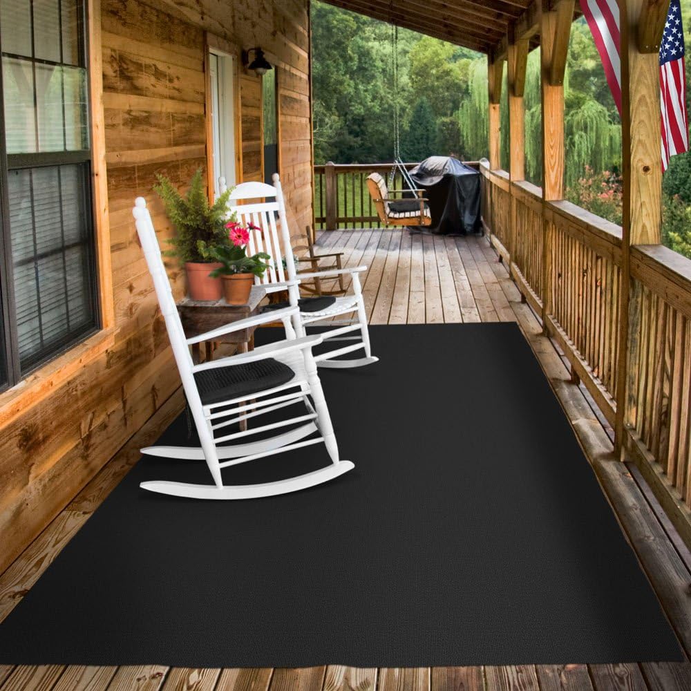 Indoor Outdoor Carpet with Rubber Marine Backing Black 6 Feet x 25 Feet E86613
