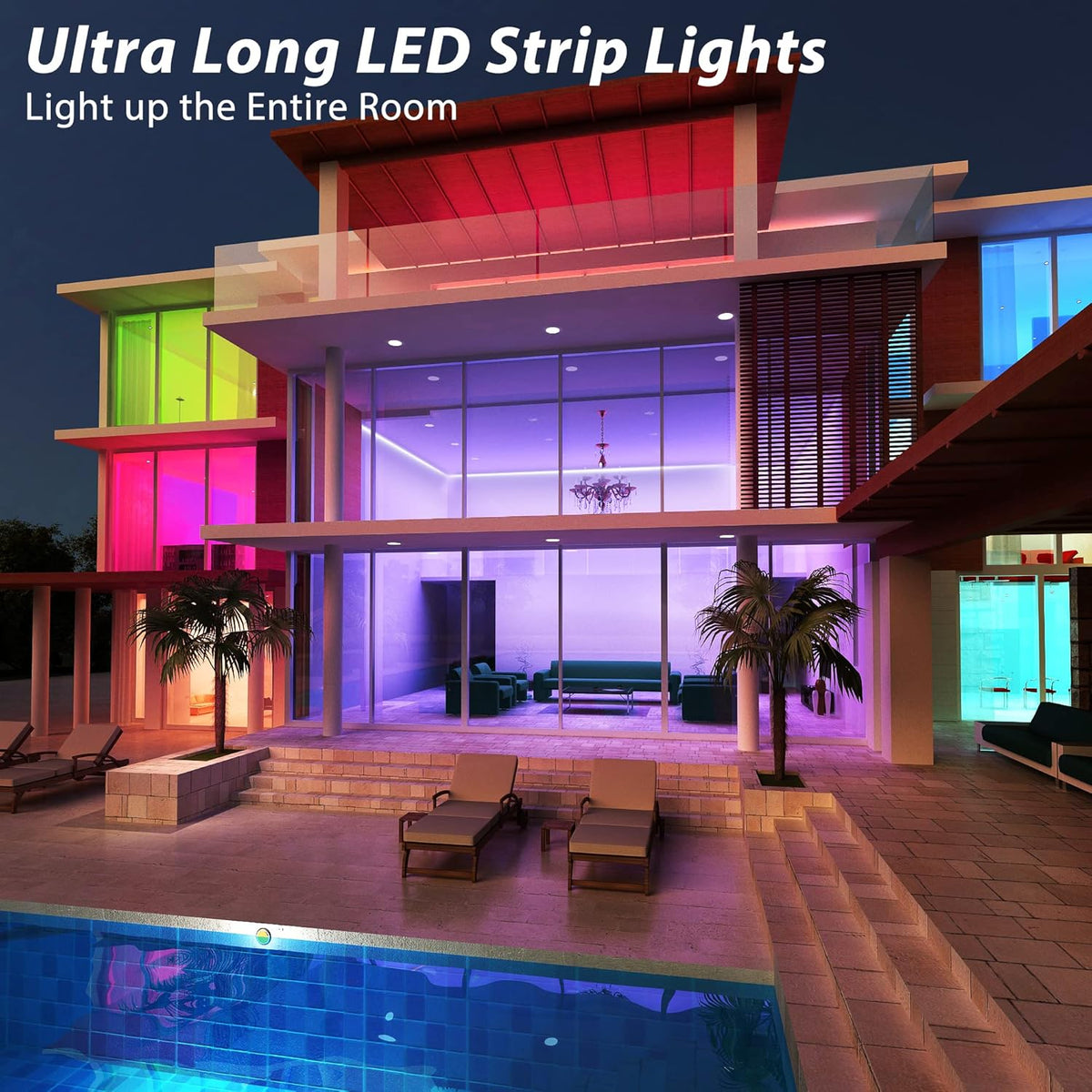 200ft Led Strip Lights with Remote Control, Music Sync Color Changing, Pack of 2 I353