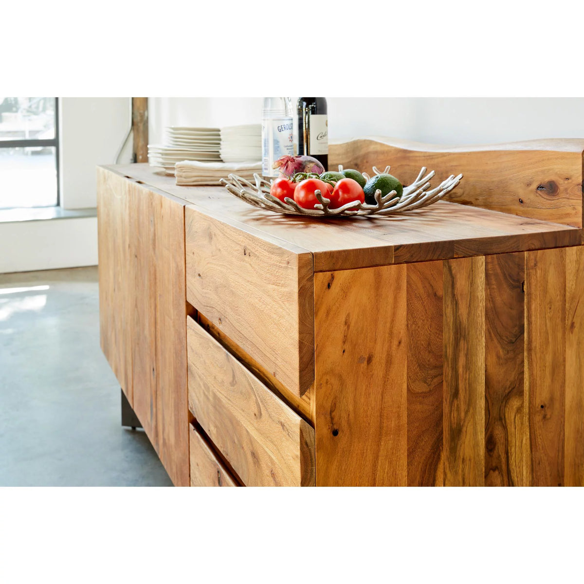 Bent Wood Server with Iron Base in Brown I31969