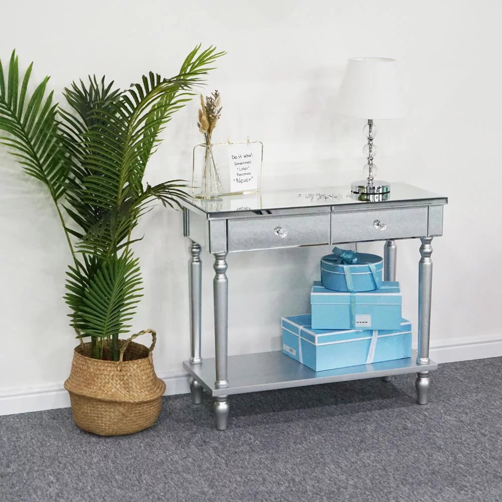 Mirrored Sofa Table with Shelf S1374