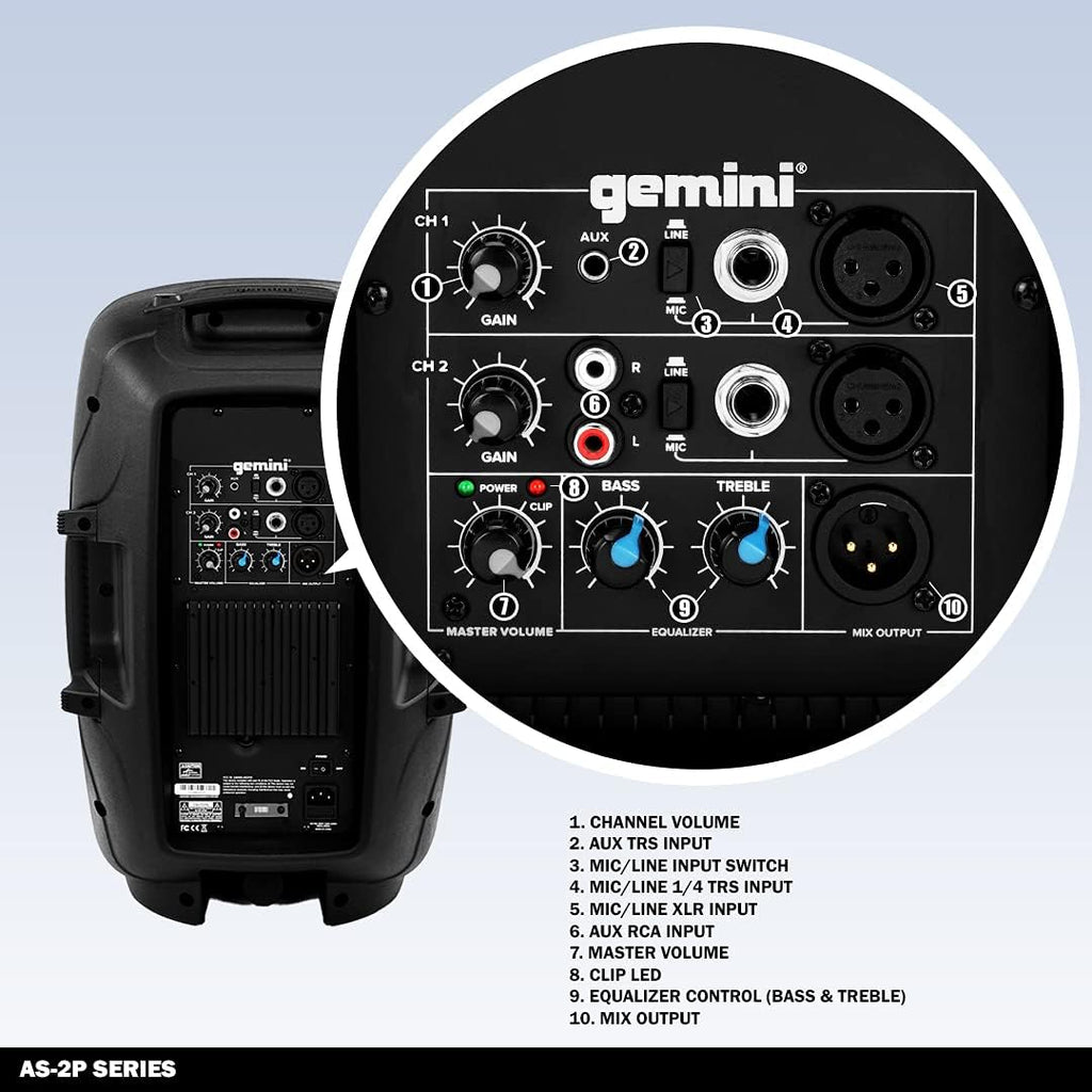 15 Inch 2000W 2-Channel PA DJ Monitor Speakers Z1030