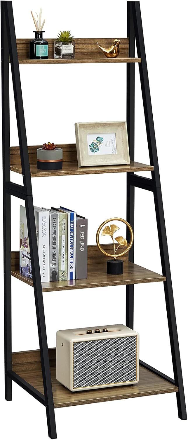 4 Tier Brown Ladder Shelf Bookshelf W907