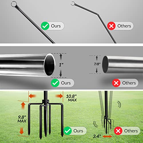 9.4FT Outdoor Metal String Light Pole with 5-Prong Fork Steel Stand U8004