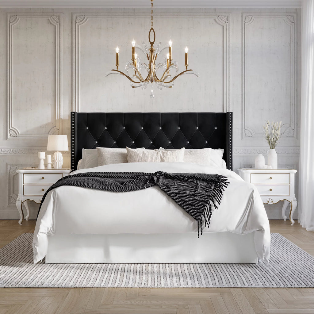 Black Velvet Upholstered Bed Z302