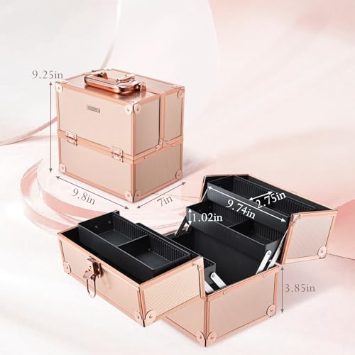 10 Inch Portable Makeup Train Case with Lockable Q494150