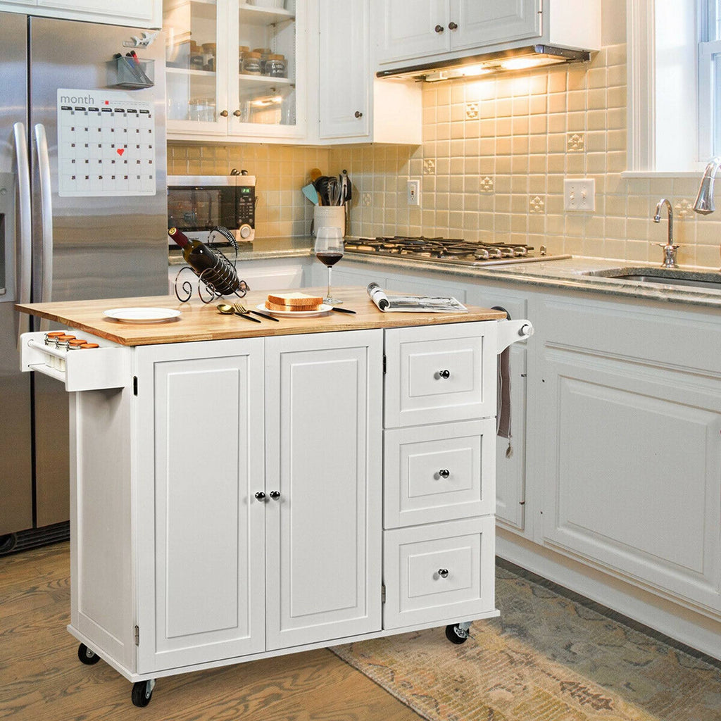 White Drop-Leaf Kitchen Cart S144581